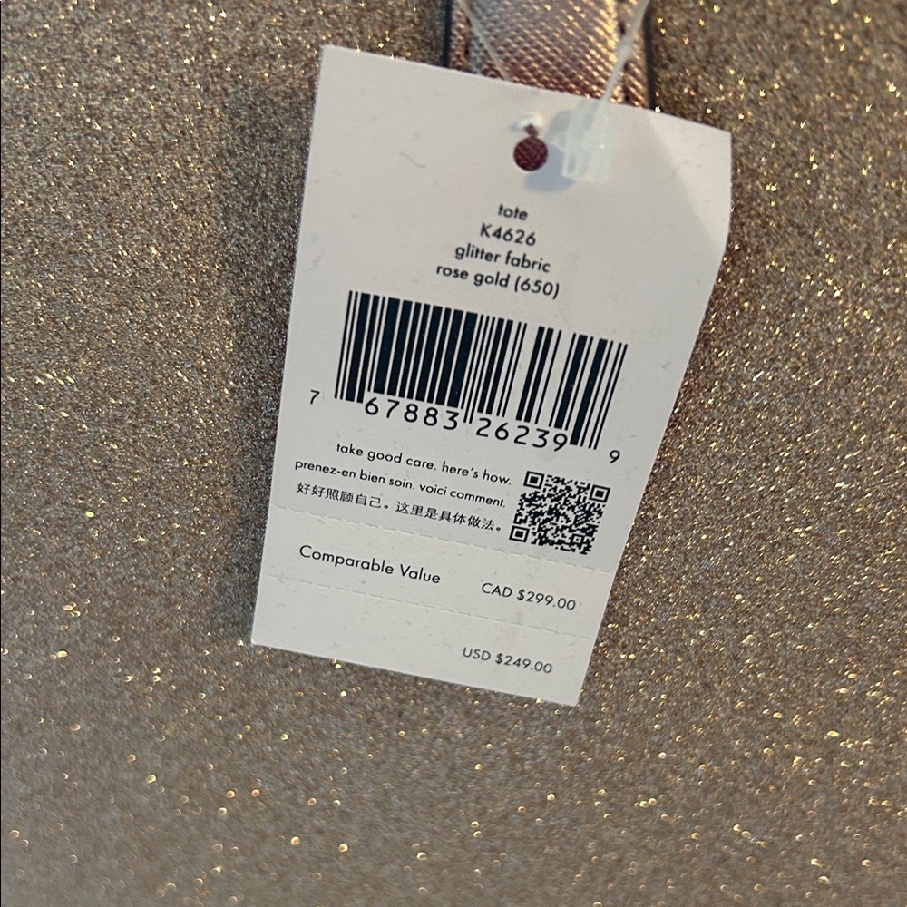 kate spade Glitter Metallic Rose Gold Tote - Picture 3 of 7